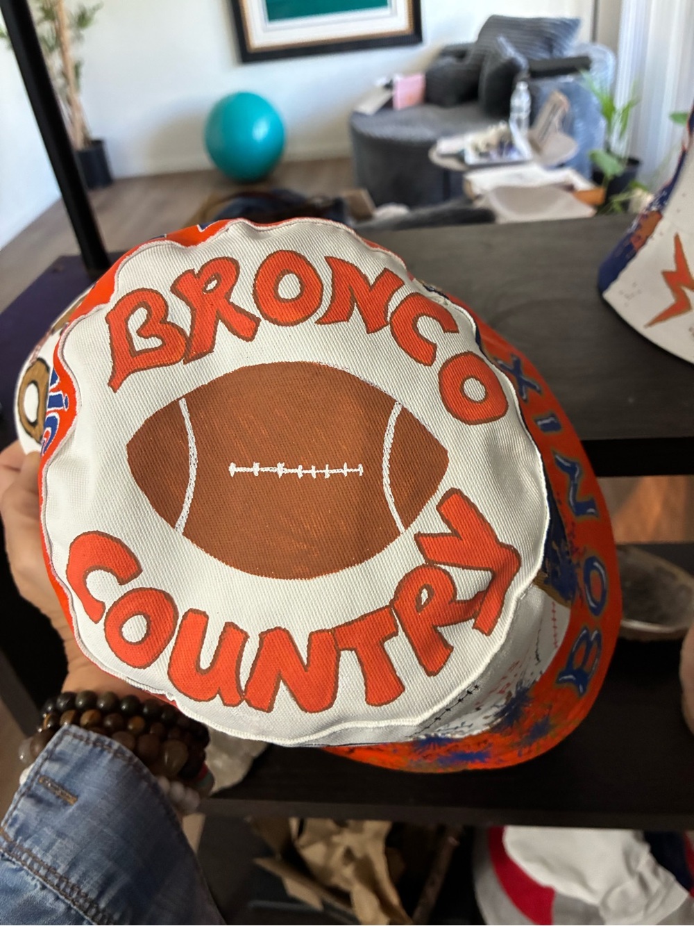 Bronco Country Decorative Throw Pillow - Orange and White